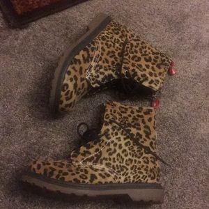 Cheetah print booties